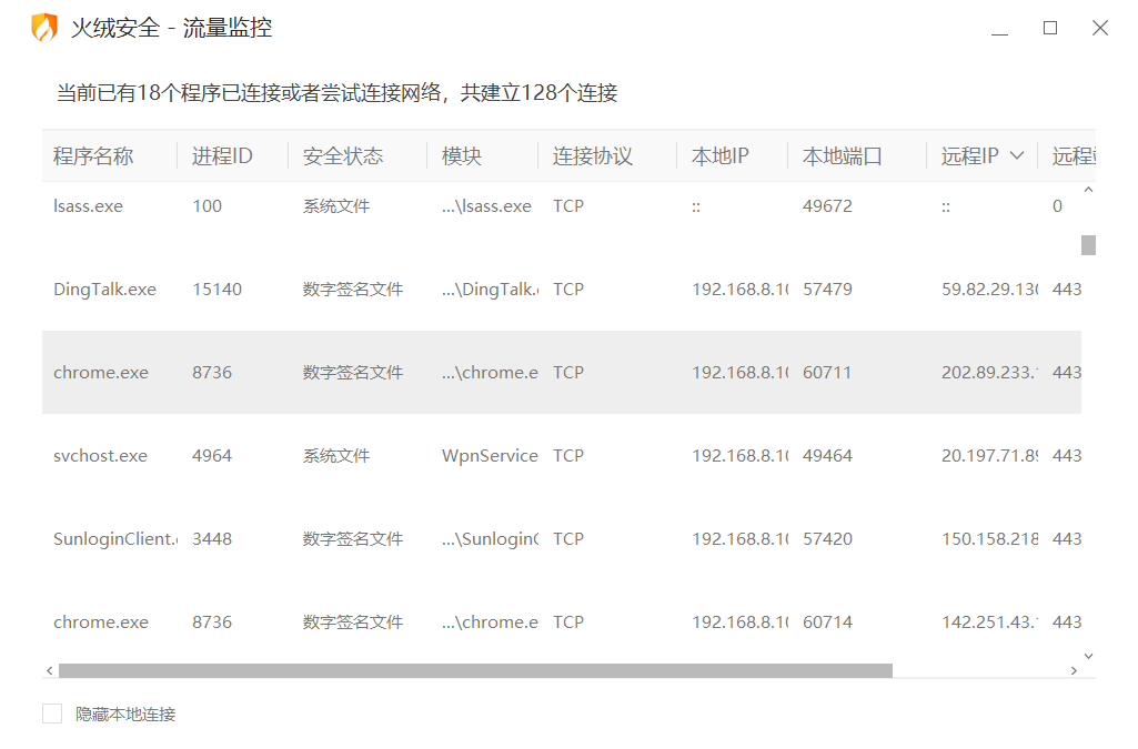 Win中查看进程名称、使用的端口